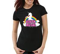 style3 Death Metal Licorne T-Shirt Femme Heavy Music Disco Arc-en-Ciel, Taille:S