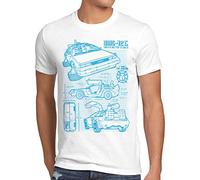 style3 DMC12 Bleu T-Shirt Homme Futur Voyage années 80 Blueprint Auto, Taille:, Couleur:Blanc
