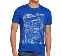 style3 DMC12 Bleu T-Shirt Homme Futur Voyage années 80 Blueprint Auto, Taille:, Couleur:Bleu