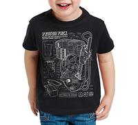 style3 Fantômes Proton Pack Bleu T-Shirt pour Enfants SOS, Couleur:Noir, Taille:116