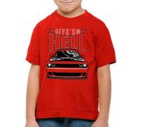 style3 Give em Hell T-Shirt pour Enfants Muscle Car Hellcat v8 Challenger, Taille: