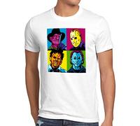 style3 Horreur Pop Art T-Shirt Homme Freddy jasonn Michael Leatherface Warhol, Taille:, Couleur:Blanc