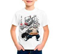 style3 Inosuke Sumi-E T-Shirt pour Enfants Demon Anime Japan Manga, Taille:140