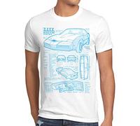 style3 K.I.T.T. T-Shirt Homme Dessin Bleu Michael Knight 2000 Black Rider, Taille:L, Couleur:Blanc