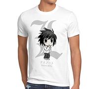 style3 L Note Death T-Shirt Homme Cahier de la Mort Anime Manga Yagami, Taille:, Couleur:Blanc
