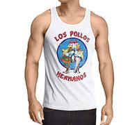 style3 Los Pollos Débardeur pour Hommes Tank Top White Walter Meth, Taille:XL, Couleur:Blanc