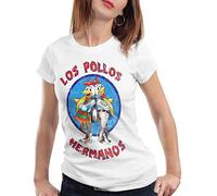 style3 Los Pollos T-Shirt Femme, Couleur:Blanc, Taille:
