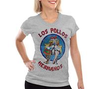 style3 Los Pollos T-Shirt Femme, Couleur:Gris chiné, Taille: