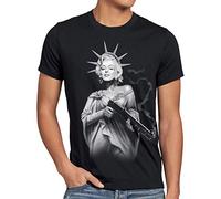 style3 Marilyn Liberty Tatouage T-Shirt Homme Miss USA New York Statue, Taille:, Couleur:Noir