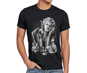 style3 Marilyn Tatouage 'Heartbreaker' Homme T-Shirt Monroe Rock Monroe tatoué USA, Taille:, Couleur:Noir
