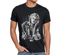 style3 Marilyn Tatouage 'Heartbreaker' Homme T-Shirt Monroe Rock Monroe tatoué USA, Taille:XXL, Couleur:Noir