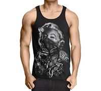 style3 Marilyn Tatouage 'No Pain' Débardeur pour Hommes Tank Top Rock Monroe tatoué USA, Taille:S