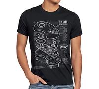 style3 Mega 16-Bit Contrôleur de Jeu Bleu T-Shirt Homme Console de Jeux, Taille:, Couleur:Noir