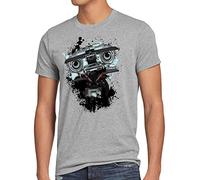 style3 Numéro 5 T-Shirt Homme Johnny Cinq Robot Short Circuit, Taille:, Couleur:Gris chiné
