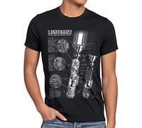 style3 Sabre Laser Bleu T-Shirt Homme Jedi Plasma Sith, Taille:XL, Couleur:Noir