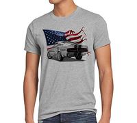 style3 Stars and Stripes Muscle Car T-Shirt Homme Eleanor Fastback, Taille:L, Couleur:Gris chiné