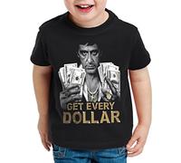 style3 Tony Get Every Dollar T-Shirt pour Enfants Pacino Pablo US Montana Escobar, Taille:116