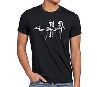style3 Vader Fiction Homme T-Shirt Star Darth Pulp étoiles Wars Guerre des Boba Fett DVD blu-Ray Tarantino, Size:M;Color:Noir