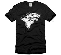 style3 Winter is Coming Homme T-Shirt Game Stark of Winterfell Thrones ned Winter, Size:2XL;Color:Black