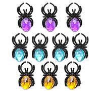 Stylebest 10pcs Halloween Spider Gem Rings, Plastic Spider Anneaux Toys for Halloween Favors Décorations, avec des Couleurs Aléatoires pour les événements Costumés et les événements de