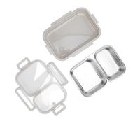 Stylebest Boîte à Lunch Portable en Acier Inoxydable avec Deux Compartiments, Parfaite pour les étudiants et les Employés de Bureau, Récipient Léger et Anti-odeur de 1,2 L (Gris)