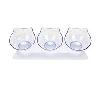 Stylebest Bol d'alimentation surélevé pour Chats, Transparent, 3 Bols, Conception Surélevée, Aide à Protéger la Colonne Cervicale, 5,1x5,5x16,3 Pouces