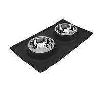 Stylebest Bol pour Animaux de Compagnie en Silicone, Non Toxique, Antidérapant, Double Alimentation pour Petits et Moyens Chiens, Chats, Nourriture et Eau, 45x26cm (Noire)
