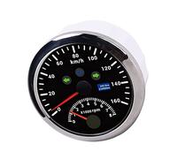 Stylebest Compteur de Vitesse GPS 85 Mm et Jauge de Régime avec Rétroéclairage LCD Rouge pour Voiture Bateau et Camping-car 0-8000 Tr/min 160 Km/h ((Noir CX8201))