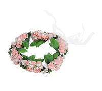 Stylebest Couronne de Fleurs Artificielles pour Mariage, Bandeau Floral Réglable pour Filles, Matériau en Mousse écologique, Blanc et Rose, 1 unité (Rose)
