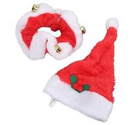 Stylebest Ensemble Chapeau et Collier de Noël pour Chien, Costume de Père Noël en Peluche Douce avec Cloches pour Petits Chiens et Chats, Accessoire de Vacances Parfait, 2 Pièces (S)