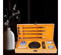 Stylebest Ensemble de Calligraphie Traditionnelle Chinoise, Design élégant, Stylo Pinceau, Papier à Encre pour les Amateurs D'art, Mallette de Rangement en Céramique, 4 Unités