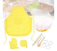 Stylebest Ensemble de Chef pour Enfants avec Tablier Jaune et Chapeau 11 Pièces Kit de Jeu de Simulation de Cuisine pour Cuisiner en S'amusant à la Maison (Ensemble Jaune 11 pièces)