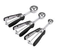 Stylebest Ensemble de Cuillères à Glace 3 Pièces, Cuillères Durables en Acier Inoxydable pour Creuser sans Effort la Crème Glacée et les Fruits, Prise Confortable, Acier 304 (Noire)
