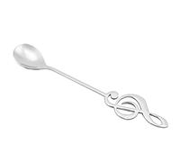 Stylebest Ensemble de Cuillères en Acier Inoxydable avec Motif de Notes de Musique pour le Plaisir du café et des Desserts - 304 de qualité Alimentaire 15,5 Cm (Argent)