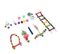 Stylebest Ensemble de Jouets pour Oiseaux, 14 Pièces, pour Mâcher et Grimper, avec Balançoire et échelle pour Perroquets, Petits Oiseaux, Matériaux Durables et Non Toxiques