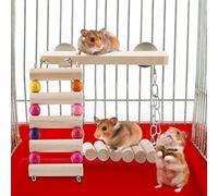 Stylebest Ensemble de Jouets pour Perroquets 3 Pièces avec Balançoire et échelle en Bois, Accessoires pour Salle de Jeux pour Oiseaux, Non Toxique et Durable, Sûr et Sain, Planche de 6,5 X 15 Cm,
