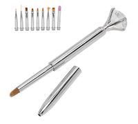 Stylebest Ensemble de Pinceaux pour Nail Art avec Stylos au Design Unique pour la Peinture des Ongles à Faire Soi-même, 10 Têtes de Rechange pour la Maison et les Magasins de Manucure (Argent)