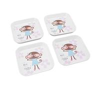 Stylebest Ensemble de Plats à Collation 4 Pièces, Assiettes de Service Créatives pour le Rangement à la Maison et à L'école, Mélamine Facile à Nettoyer 5,9x5,9 Pouces (Guenon)
