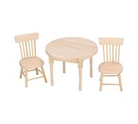 Stylebest Ensemble de Salle à Manger pour Maison de Poupée, Table et Chaise Miniatures au Design Rétro à L'échelle 1:12, avec Matériau en Bois de Bouleau, pour Maison de Poupée, Chambre