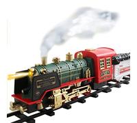 Stylebest Ensemble de Train à Télécommande électrique de Noël avec Fumée, Lumières, Son, Locomotive, Voitures et Chariot à Distance, USB Rechargeable, avec Piste, sous l'arbre de Noël,