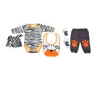 Stylebest Ensemble de Vêtements de Poupée de Simulation, Tenue d'ours de Dessin animé rayé Mignon pour Poupée de 20 à 22 Pouces, Ensemble de Vêtements 5 Pièces en Tissu de Haute qualité (