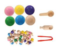 Stylebest Glands de Jouets de Colorés en Bois pour Compter Le Développement des Compétences chez Les Enfants D'âge Préscolaire, 20 Glands, 6 Tasses, Matériau