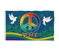 Stylebest Grand Drapeau de la Paix 90 X 150 Cm, Polyester Brillant et Vibrant avec des Colorants Résistants et, pour la Décoration Intérieure et Extérieure du Jardin, de la Cour, de la