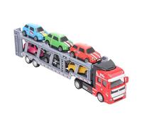 Stylebest Jouet de Camion Porteur de Voiture de Transport avec Conception Détachable pour Un Temps de Jeu Interactif pour Les Enfants Matériau en Alliage 12 X 4,5 Cm avec 6 Petites Voitures (Rouge)