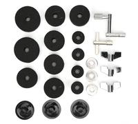 Stylebest Kit de 23 Coussinets en Feutre pour Tambour avec écrous à Oreilles et Rondelles, Accessoires de Cymbale Antidérapants Durables pour Batteurs, Noir et Gris, Tailles Standard (Noir)