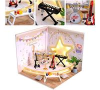Stylebest Kits de Maison de Poupée Miniature Bricolage pour Collectionneurs, Modèle de Maison en Bois avec Lumières LED, Cadeau d'anniversaire Parfait pour Les 14 Ans et Plus, 13,5 X 13,5 X 10 Cm