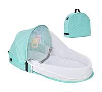 Stylebest Lit de Voyage pour bébé, Berceau Pliable Portable avec Moustiquaire et Sac de Rangement, Matériau en Coton et Lin au Design Bionique, pour Nouveau-nés de 0 à 18 Mois (Verte)