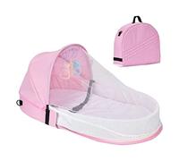 Stylebest Lit de Voyage pour bébé, Berceau Pliable Portable avec Moustiquaire et Sac de Rangement, Matériau en Coton et Lin au Design Bionique, pour Nouveau-nés de 0 à 18 Mois (Rose)