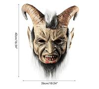 Stylebest Lucifer Mask with Horns, Ageleen Cos Playage de Jeu, Halloween Party Costume Mask Demon Devil Horn Mask avec Bloody Mouth Casque (noir)