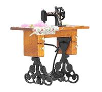 Stylebest Machine à Coudre Vintage 1:12, Accessoire Miniature pour Maison de Poupée, Simulation Réaliste pour la Décoration de Maison de Poupée, en Rondins et en Métal, Env.8x6x4.4cm